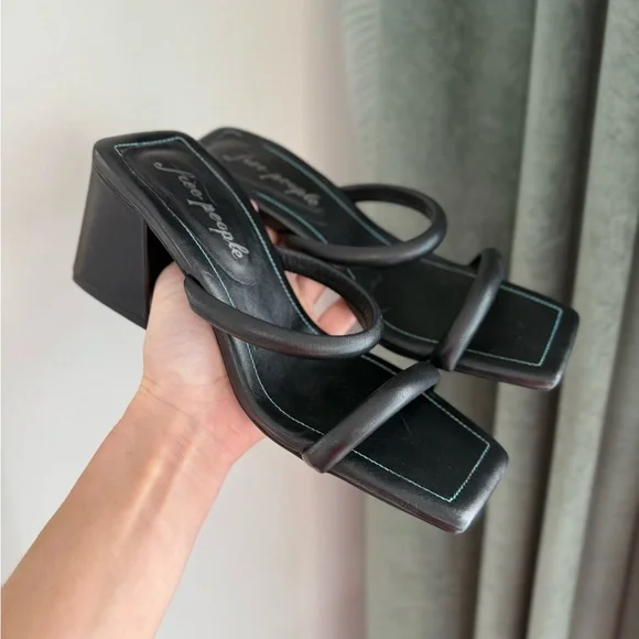 Free People Parker Double Strap Heels - Black - EU Size 37.5/ US Size 7 - Picture 1 of 13